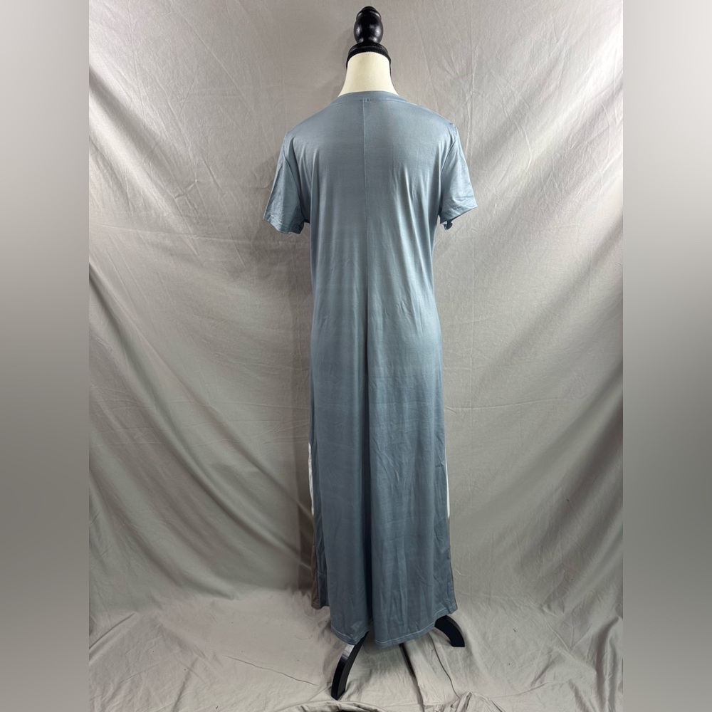 Short Sleeve Color Block Tee Dress Gray - Picture 8 of 8